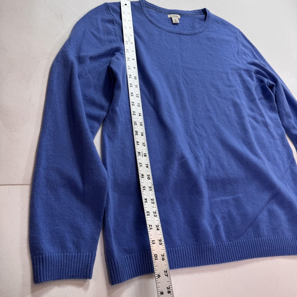 L.L.Bean Sweater Mens XL Blue 100% Cashmere Crew Neck Knit Pullover Warm - Picture 2 of 8